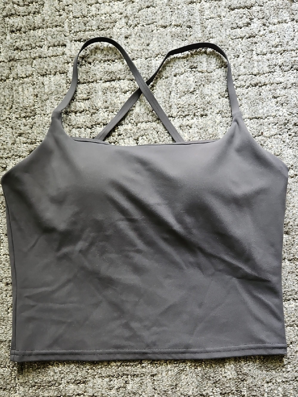 Charcoal Gray Crisscross Strap Crop Tank